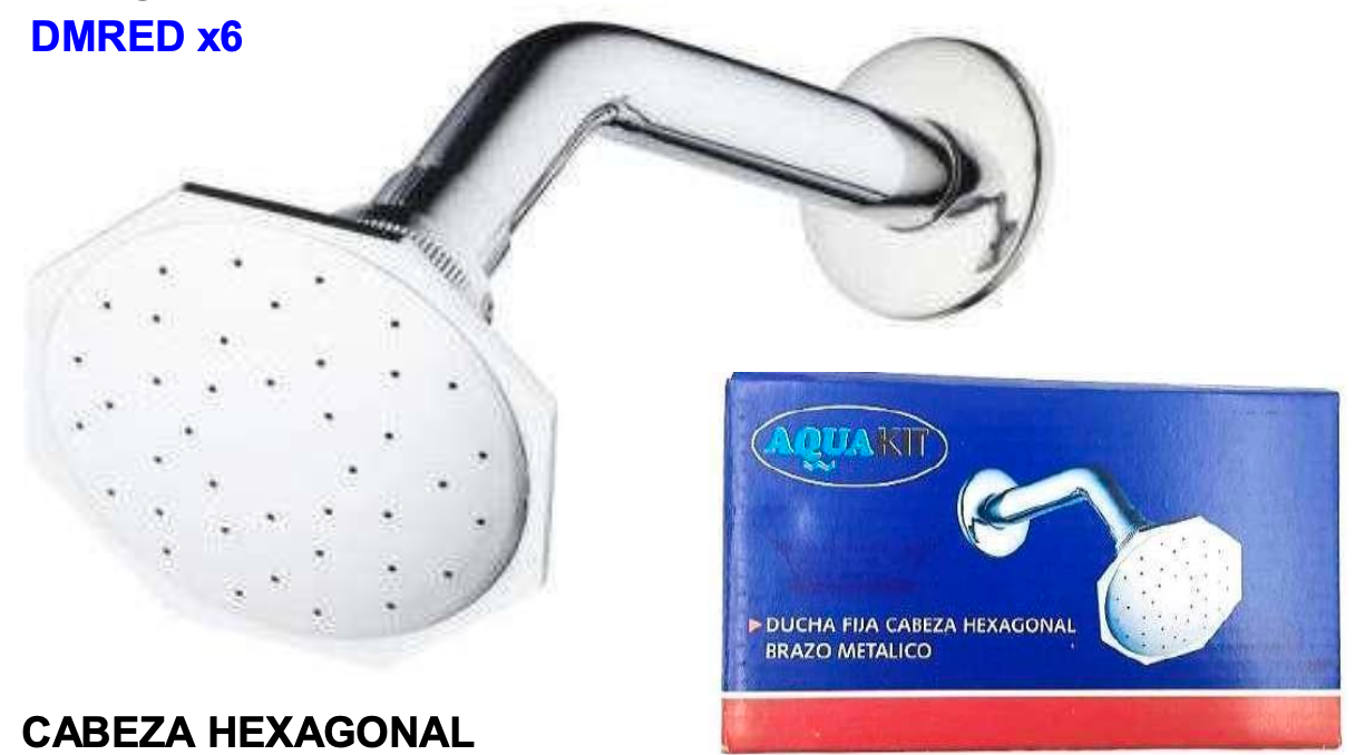 DUCHA FIJA CROMADA BRAZO METÁLICO (CABEZA HEXAGONAL)