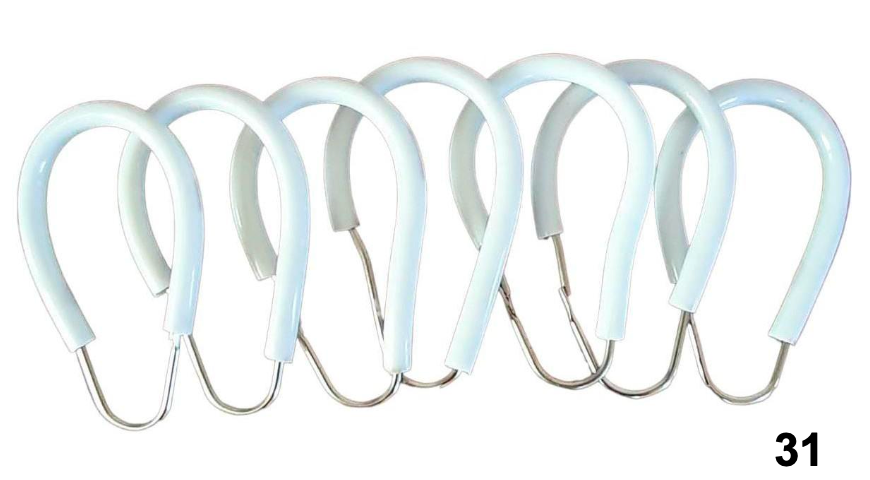 SET 12 ARGOLLAS (GANCHOS) CORTINAS METÁLICOS PLASTIFICADOS
