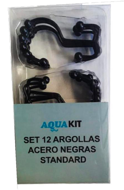 SET 12 ARGOLLAS ACERO NEGRAS STANDARD