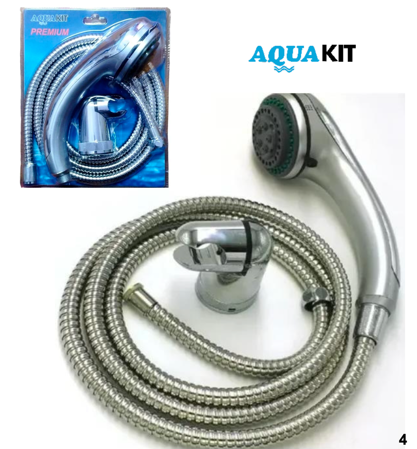 DUCHA TELÉFONO PREMIUM FLEXIBLE 2MT - MANGO 3 POSICIONES ACERO INOXIDABLE