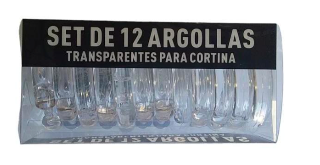SET 12 ARGOLLAS (GANCHOS) CORTINAS TRANSPARENTES