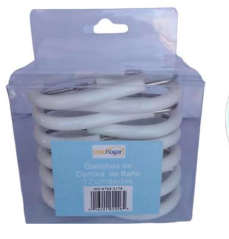 SET 12 ARGOLLAS (GANCHOS) CORTINAS METÁLICOS PLASTIFICADOS