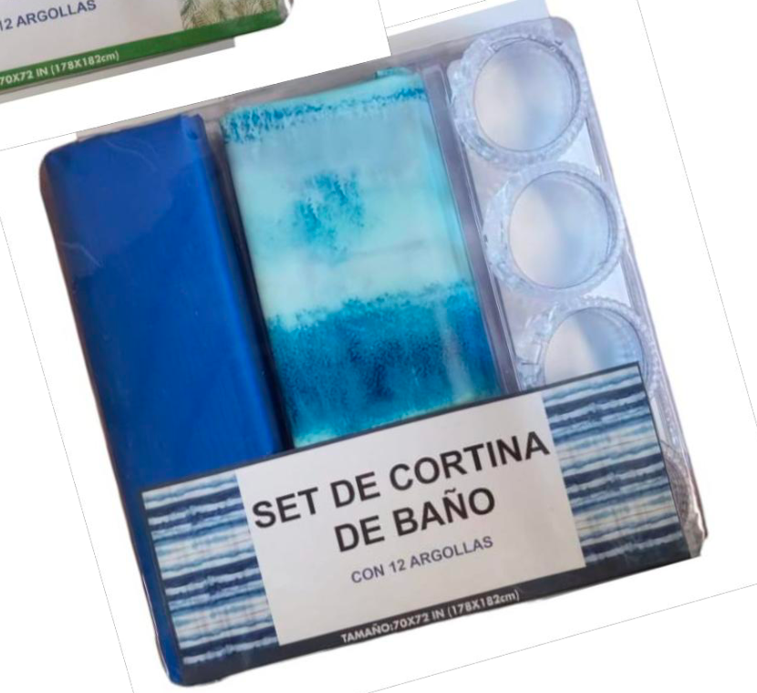 CORTINA BAÑO CON FORRO Y ARGOLLAS (DIFERENTES DISEÑOS)
