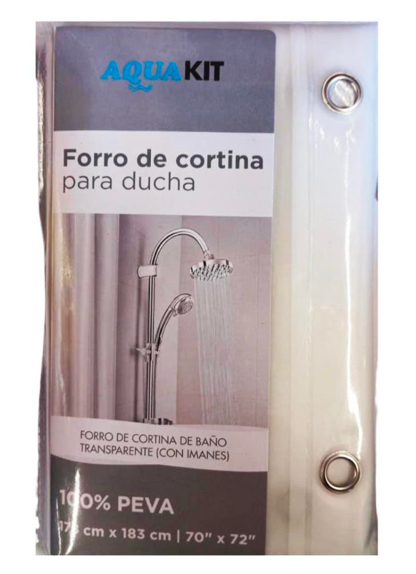 FORRO DE CORTINA DE BAÑO TRANSPARENTE (CON IMANES)